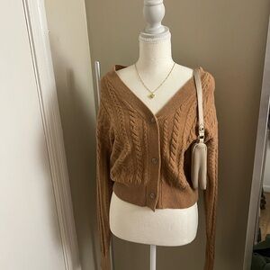 PINK Victoria's Secret Brown Cable Knit Cardigan